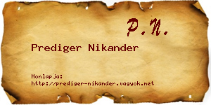 Prediger Nikander névjegykártya